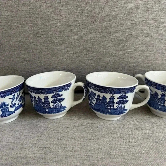 Other - Vintage Set of 4 Blue & White - Blue Willow Coffee Cups Mugs Made In England